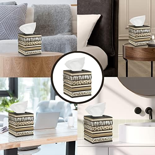 Zahari Home 2pc Safari Stripes Modern Bath Accessories Set Waste Basket & Tissue Box Modern Classic Contemporary Decorative Beautiful Designs Bathroom Decor Set for Home Luxury Bathroom Sets - Image 7