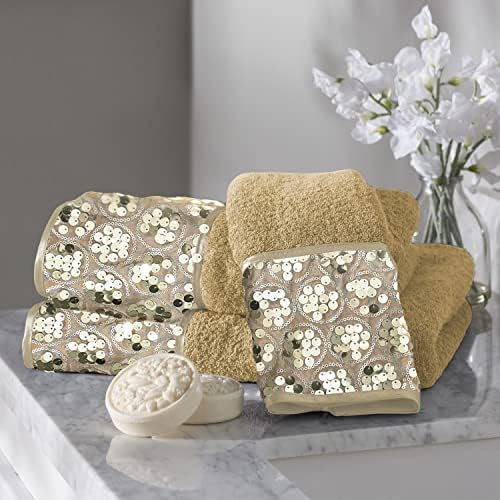 Zahari Home Sinatra Modern Bathroom Towel Set - 3 Piece Luxury Contemporary Decor Bling Champagne Gold Bath Towel Set Soft, Plush and Highly Absorbent - Image 3