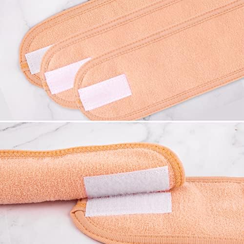 Whaline Spa Facial Headband 4 Packs Head Wrap Terry Cloth Headband Adjustable Stretch Towel for Bath, Makeup and Sport (Living Coral) - Image 5