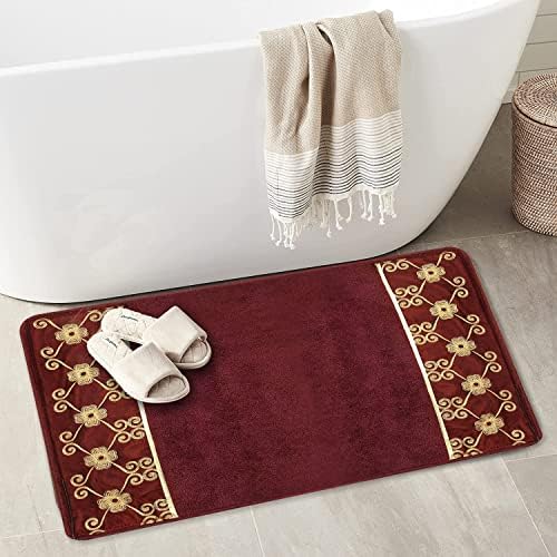 Zahari Home Elegant Rose Classic Bathroom Rug Modern Bath Rug Luxury Contemporary Decor Beautiful Shower Mat Unique Design Stylish Bathroom Runner Rug Bath Shower Tub Décor - Image 2