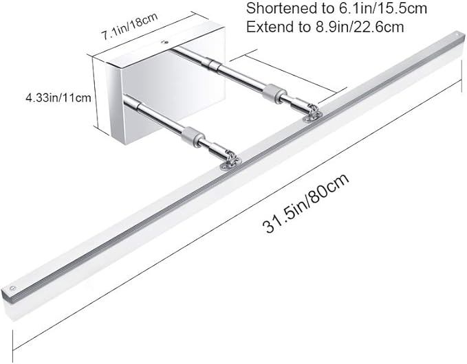 Aipsun 31.5in Dimmable Modern LED Vanity Lights for Bathroom Light Fixtures Over Mirror Chrome Adjustable Bath Lighting(White Light)