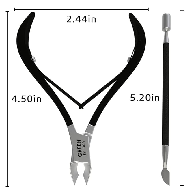 Professional Cuticle Trimmer Nail Cuticle Cutter Stainless Steel Cuticle Nippers with Sharp Blades Double Spring Manicure Tools for Nail Care Pedicure Home Spa (Black - Pusher Included)