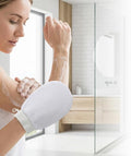2-Pack Body Scrubber Glove - Traditional Exfoliating Mitt for Dead Skin Remover, Self Tan Prep & Keratosis Pilaris - Soft & Durable Viscose Material White