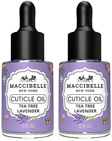 Cuticle Oil Heals Dry Cracked Cuticles 0.5 oz 2 Bottles (Tea Tree Lavender) by Maccibelle