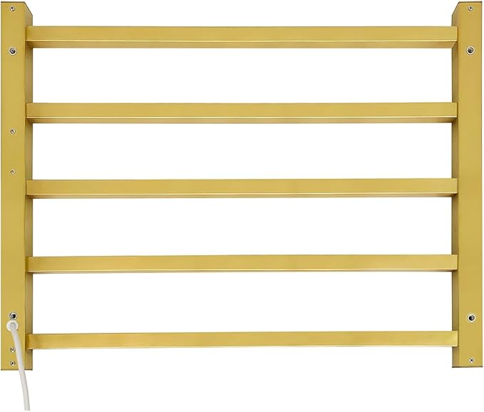 Luxury Heated Towel Rack Wall Mounted Towel Warmers, 5 Bars Towel Warmer Rack for Bathroom with Timer & Temperature Multi-Level Adjustable, Hardwired and Plug-in Compatible (Brushed Gold)