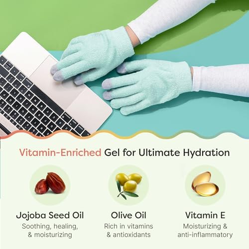 ZenToes Moisturizing Gloves for Dry Hands, Media Tips, Fuzzy, 1 Pair - Image 4