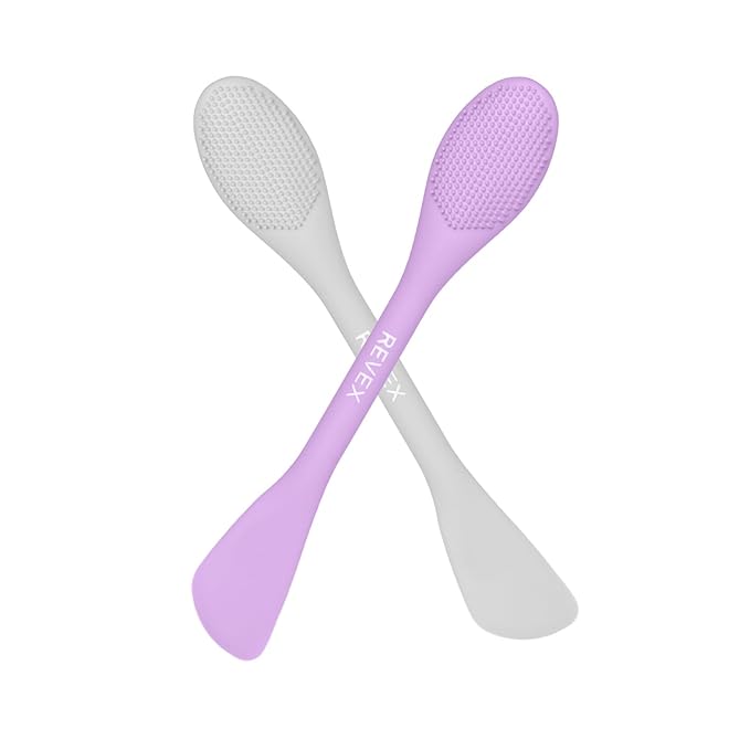 REVEX Silicone Face Mask Applicator,Face Scrubber,Exfoliating Pore Scrubber,2Pcs Pore Cleaning Brush for Blackhead Remover,Face Brush for Women Men.(PurPle+Gray)