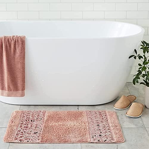 Zahari Home Sinatra Modern Bathroom Rug Classic Luxury Bath Rug Contemporary Decor Pink Bath Mat for Shower Unique Design Stylish Blush Bathroom Rug Bath Shower Tub Decor Bling Blush - Image 4