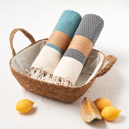 BAY LAUREL Turkish Hand Towel – Pack of 2 | Soft & Absorbent Decorative Towels for Bathroom, Hand, Face, Hair, Gym, Yoga, SPA, Kitchen & Tea | Boho Decor (Black, Diamond 16x40 Inches (Set of 2) - Image 3