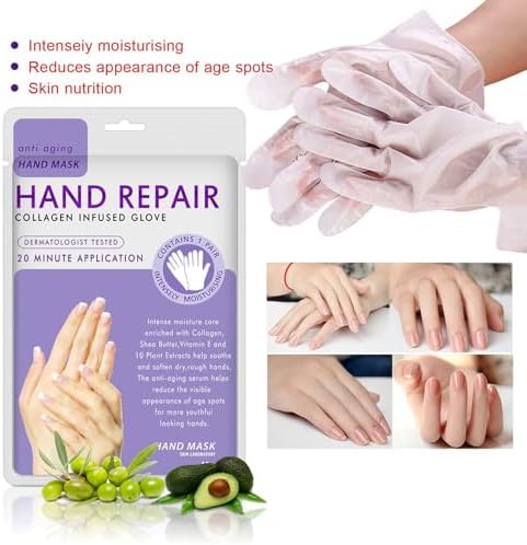 AIQIUSHA 4 Pack Hands Moisturizing Gloves, Hand Spa Mask Infused Collagen, Serum + Vitamins + Natural Plant Extracts for Dry, Cracked Hands, Moisturizer Hands Mask, Repair Rough Skin for Women&Men - Image 2