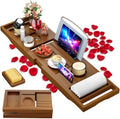 Foldable Bathtub Tray Caddy with Soap Dish Adjustable29.5-43''Walnut by BESHOF
