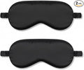 2Pack Silk Sleep Mask,Eye Mask for Sleeping,Elastic Blackout Eye Mask & Blindfold for Full Night's Sleep,Travel and Nap(Black)
