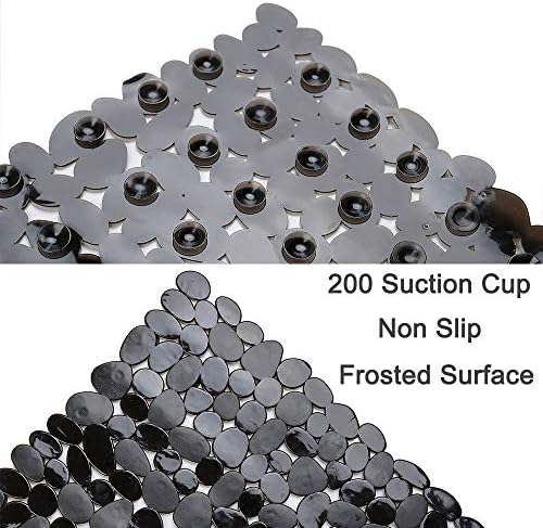 Pebble Bathtub Mat Non Slip 35" X 16" with Suction Cups,Black - Image 4