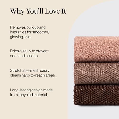 Kitsch African Net Sponge – Exfoliating Body Scrubber – Rosewood, 3 Pcs - Image 4