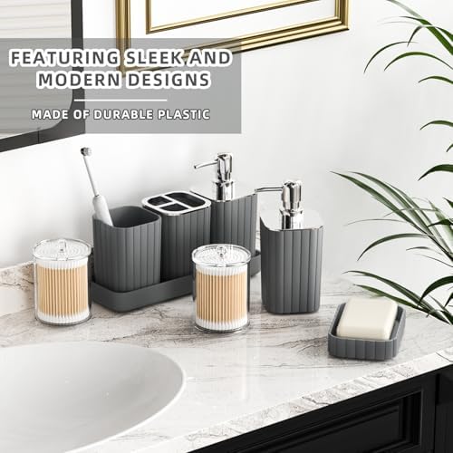 XLHOMO Bathroom Accessories Set - 10PC Gorgeous Grey Bathroom Set - Image 4