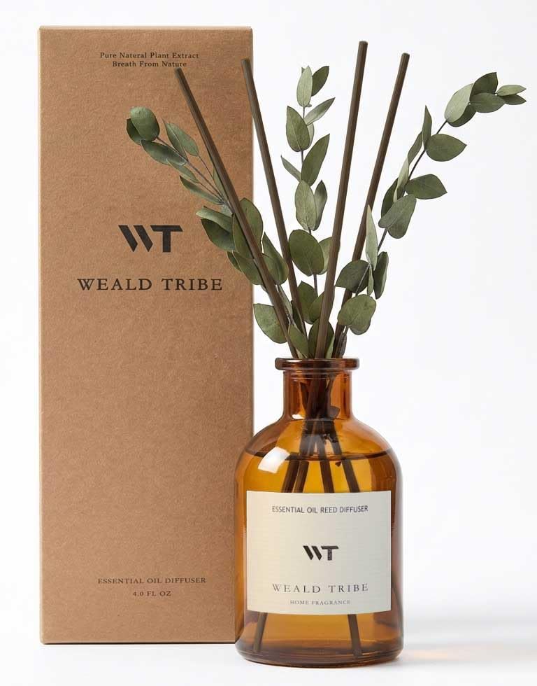 Eucalyptus & Mint Scent Reed Diffuser Set for Bathroom Room Decor by WEALD+TRIBE