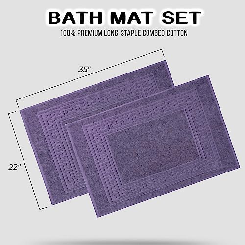 Superior Hotel & Spa Quality Bath Mat Set of 2, Made of Long-Staple Combed Cotton, Durable and Washable 100% Cotton Bathroom Mat 2-Pack, Royal Purple, 22" x 35" - Image 3