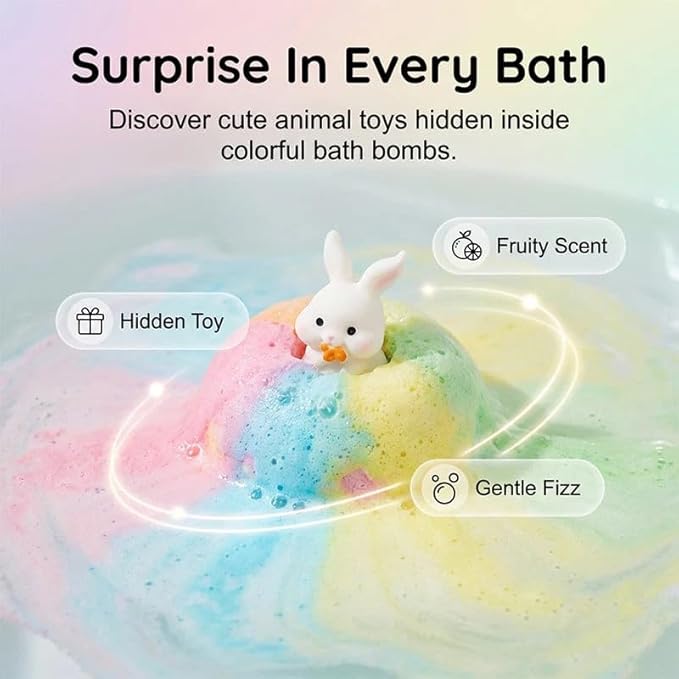 12-Piece Bath Bomb Gift Set for Kids, Bath Bombs for Kids with Surprise Inside, 12 Pack Kid Bath Bombs Gift Set, Organic Colorful Bubble Bath Fizzy Ball, Fun Educational Toy Fizzy (#G(15PC))