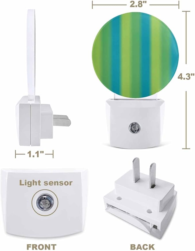 Night Lights Auto Sensor Sage Green Blue Night Light Gradient Color Stripe Round Lamp Plug-in LED Nightlights Dusk to Dawn for Living Room Bedroom Bathroom Hallway Wall Decor