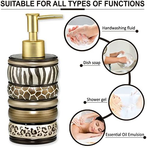 Zahari Home 4pc Safari Stripes Stylish Bathroom Accessories Set Hand Soap Dispenser, Tumbler, Tooth Brush Holder and Soap Dish Modern Classic Luxury Contemporary Decor Unique Design Stylish Bath Set - Image 3