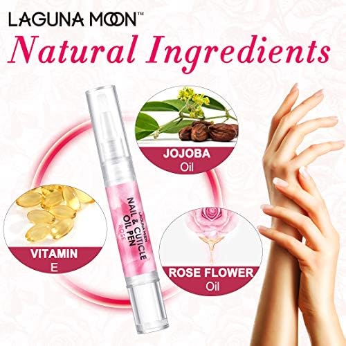 Cuticle Oil Pen for Nail - Lagunamoon Nail Oil for Nail Care & Nail Growth - Nourish, Soothe & Moisturize Damaged Nails - Rose, 5 ml - Image 2