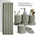 Clara Clark Sage Green Bathroom Set - Bathroom Accessories Set, 19PC Bathroom Accessory Set, Bathroom Sets with Shower Curtain Set, Soap Dispenser & Toothbrush Holder by ClaraClark