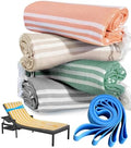 4 Packs Turkish Beach Towel Pool Swim Towels Soft Extra Large Sand Free Quick Dry Lightweight Travel Carnival Cruise Ship Essentials Accessories Camping Must Haves Packing List Clearance Oversized by genovega