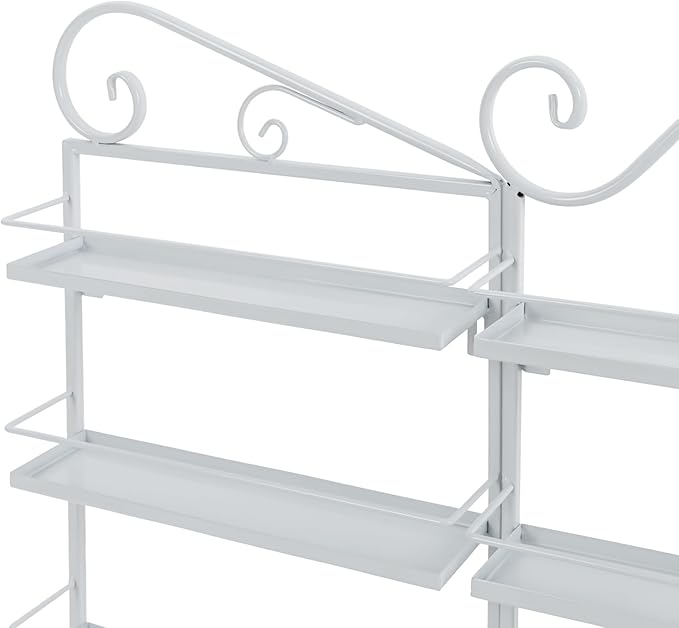 DouSeiAi 5-Tier Wall Mounted Nail Polish Storage Rack, Metal Cosmetic Organizer for Lipstick, Perfume & Essential Oils, Display Shelf for Home, Spa, Nail Salon, White