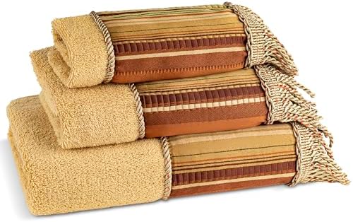 Zahari Home Contempo Modern Bathroom Towel Set - 3 Piece Set, Bath Towel, Hand Towel and Wash Towel - Classic Luxury Contemporary Decor - Beautiful Bath Ensemble - Unique Striped Pattern by ZahariHome