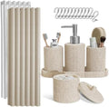 Clara Clark Bathroom Set - Beige Bathroom Accessories Set, 19PC Bathroom Accessory Set, Bathroom Sets with Shower Curtain Set, Soap Dispenser & Toothbrush Holder by ClaraClark