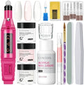 COSCELIA Acrylic Nail Kit for Beginners with Drill, 3pcs Acrylic Powders (Clear, Pink, White), Professional Nail Kit with Accessories for Salon & DIY at Home by COSCELIA