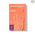 Cleanlogic Bath & Body Exfoliating Glove, Stretchy Bath & Shower Gloves, Reusable Exfoliator Tool for Smooth & Softer Skin, 3 Pairs, 6 Count