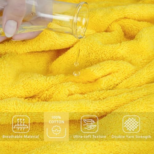 Cotton Paradise 100% Cotton Turkish Towel Set, Soft Absorbent Quick Dry, 2 Piece 35x70 Bath Sheet Set, Yellow - Image 4