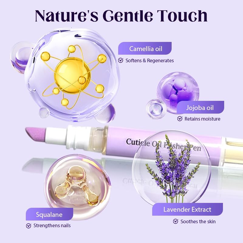 2-in-1 Cuticle Pusher Cuticle Oil Pen, Ceramic Tip Cuticle Tool for Fingernail & Toenail Edges, Portable Cuticle Oil Applicator for Daily Nail Beauty Care (1pc) - Image 6
