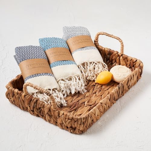 BAY LAUREL Turkish Hand Towel – Pack of 2 | Soft & Absorbent Decorative Towels for Bathroom, Hand, Face, Hair, Gym, Yoga, SPA, Kitchen & Tea | Boho Decor (Navy, Diamond 15x26 Inches (Set of 2) - Image 3