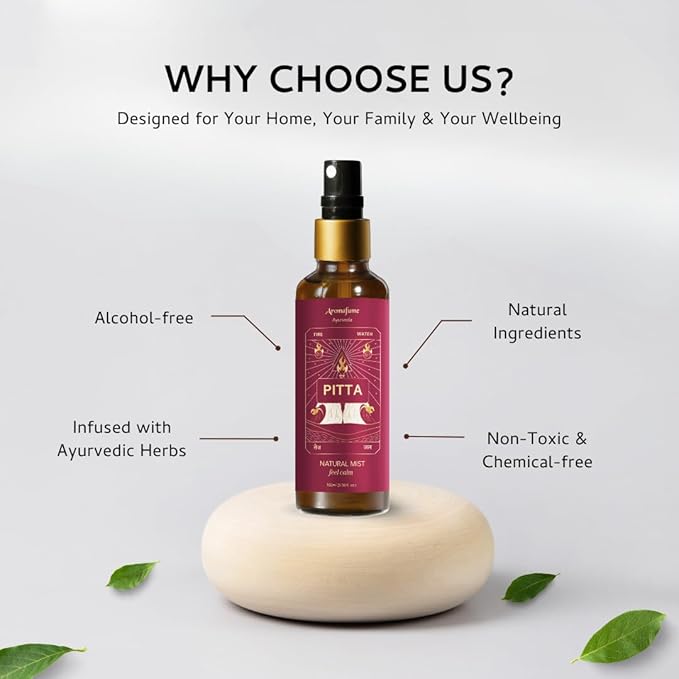 Mint & Marjoram Ayurveda Mist | Pitta Balancing Room Spray | Air Freshener | Home Fragrance | Use for Aromatherapy, Relaxation, Sleep, Stress Relief |Reiki, Yoga, Meditation Mist |100ml | Aromafume