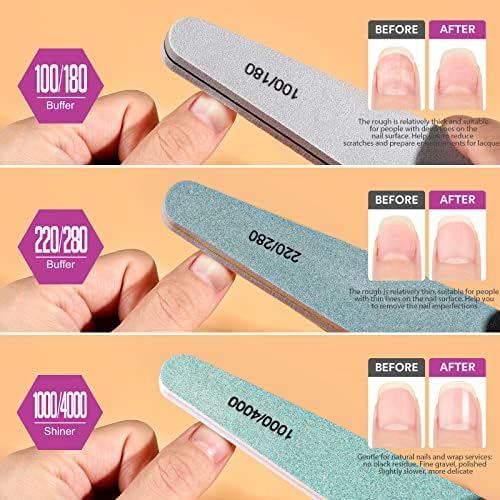 Teenitor Nail File Nail Buffer, 6 pcs Nail Files and Buffers for Natural Nails, Emery Boards for Nails, Nail Buffer and Shine Kit Nail Filer, Nail Buffer Block 100/180 Grit Nail Files Fingernail Files - Image 4
