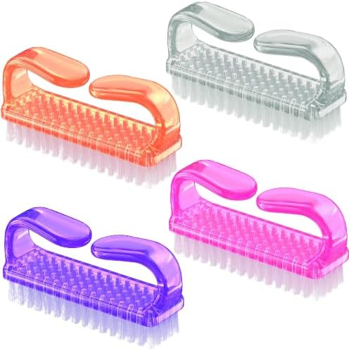 4 Pcs Nail Brush for daily Use - 4 Different Kinds of Fingernail brush with Plastic Handle Nail brush for cleaning Fingernails and Pedicure for Toes and Nails Men Women by Unknown