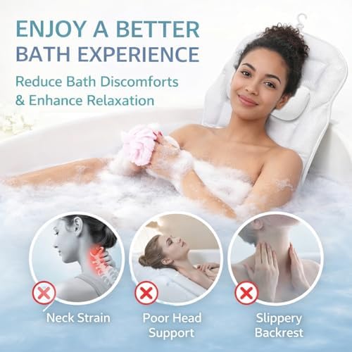 Full Body Bathtub Pillow with Lumbar Support, 5D Air Mesh Bathtub Cushion for Soaking Tub, 168 Suction Cups Full Bath Pillow for Post-Yoga Spa, Deep Relaxation & Romantic Baths - Image 2