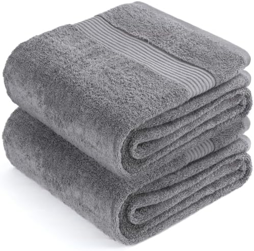 Cotton Paradise 100% Cotton Turkish Towel Set, Soft Absorbent Quick Dry, 2 Piece 35x70 Bath Sheet Set, Light Grey - Image 6
