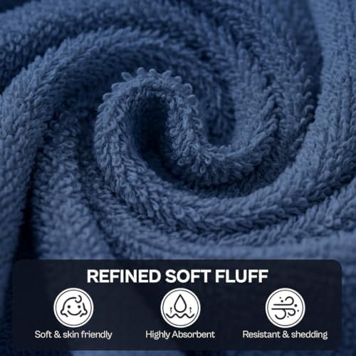 Utopia Towels 12 Pack Cotton Washcloths Set, 100% Ring Spun Cotton, Premium Flannel Face Cloths, Highly Absorbent and Soft Feel Fingertip Towels, Navy - Image 3