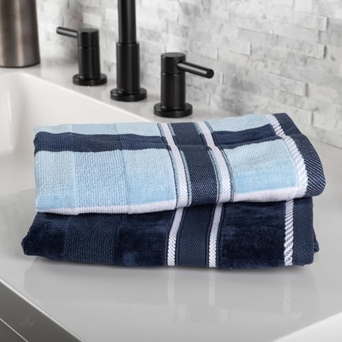 Lavish Home Bathroom Towels Set, Bathroom Accessories, Navy, Set of 6 - Image 4
