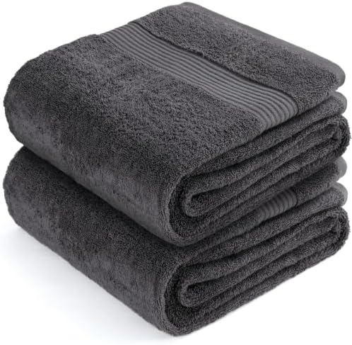 Cotton Paradise 100% Cotton Turkish Towel Set, Soft Absorbent Quick Dry, 2 Piece 35x70 Bath Sheet Set, Dark Gray - Image 6