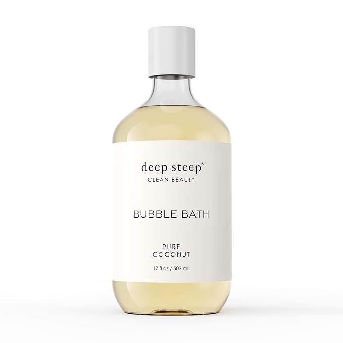 Deep Steep Pure Coconut Bubble Bath for Women, Hypoallergenic, Clinically Tested, Clean Formula for Sensitive Skin, Sulfate-Free, 17 fl oz Bottle, Essential Bath Accessories