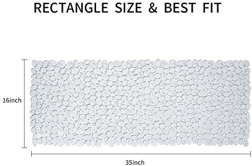 Pebble Shower Mat for Bathtub Non Slip Mat 35"X16" with Suction Cups,Clear - Image 2