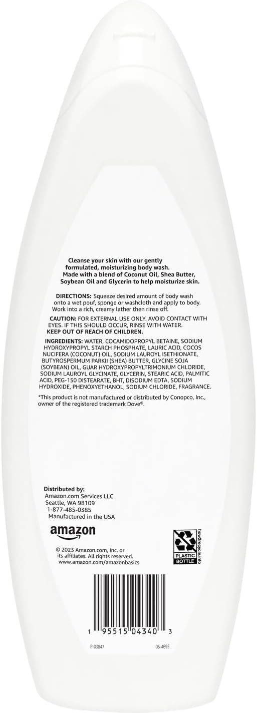 Amazon Basics Moisturizing Body Wash, Fresh Scent, Deep Moisture, Nourishing, Dermatologist Tested, 22 fl oz (Pack of 2)