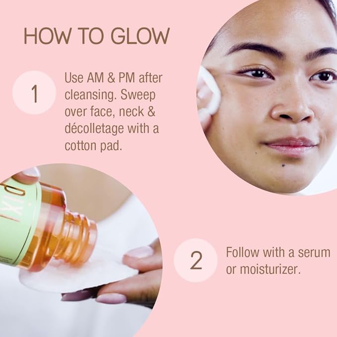 Pixi Glow Tonic Exfoliating Face Toner with 5% Glycolic Acid, Ginseng and Aloe Vera, Alcohol-Free Pore-Refining Toner for Radiant Skin, 8.5 fl oz / 250 ml
