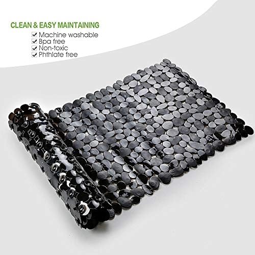 SONGZIMING Bathtub Mat Non Slip 2 Pack, 35 x 16 Inches Pebble Shower Mat with Suction Cups and Drain Holes, Bath Mat for Shower,Bathroom tub (Black) - Image 5
