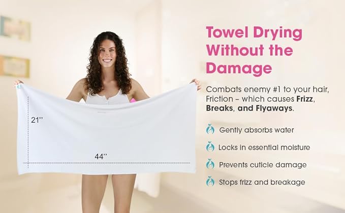 Hair RePear The Ultimate Hair Towel – Standard 21" x 44" Cotton Hair Towel for Wet Hair, Anti-Frizz Microfiber Alternative, Reduces Breakage, Gentle Fast Drying, No-Slip Fit
