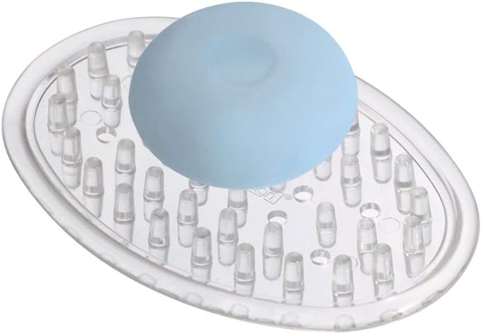 iDesign Plastic Soap Saver, Holder Tray for Bathroom Counter, Shower, Kitchen, 0.75 in. x 3.25 in. x 4.75 in., Clear